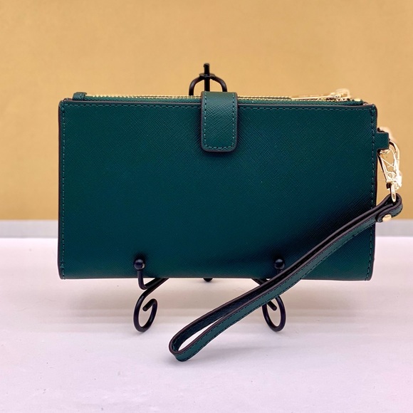 Michael Kors DoubleZip Wallet Wristlet Phone Case Racing Green - Picture 3 of 15